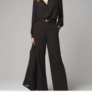 White House Black Market Womens Luna Wide Leg Trouser Pants Size 6L NWT